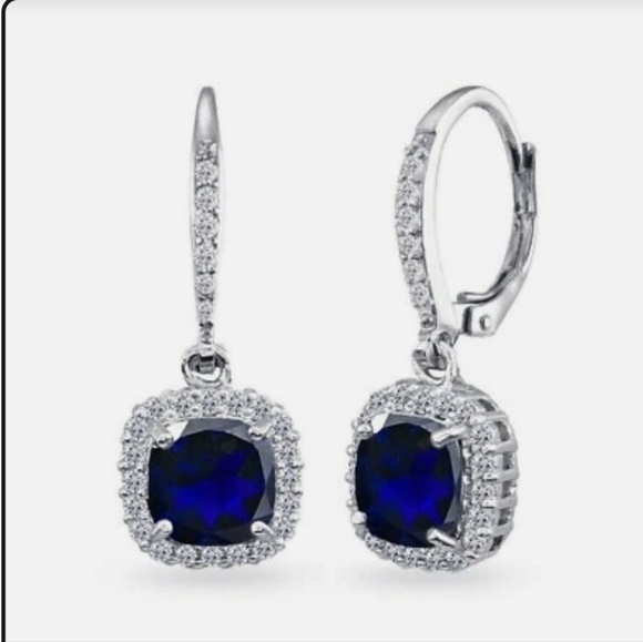Thailand Jewelry - Cushion Cut Sapphire Earrings